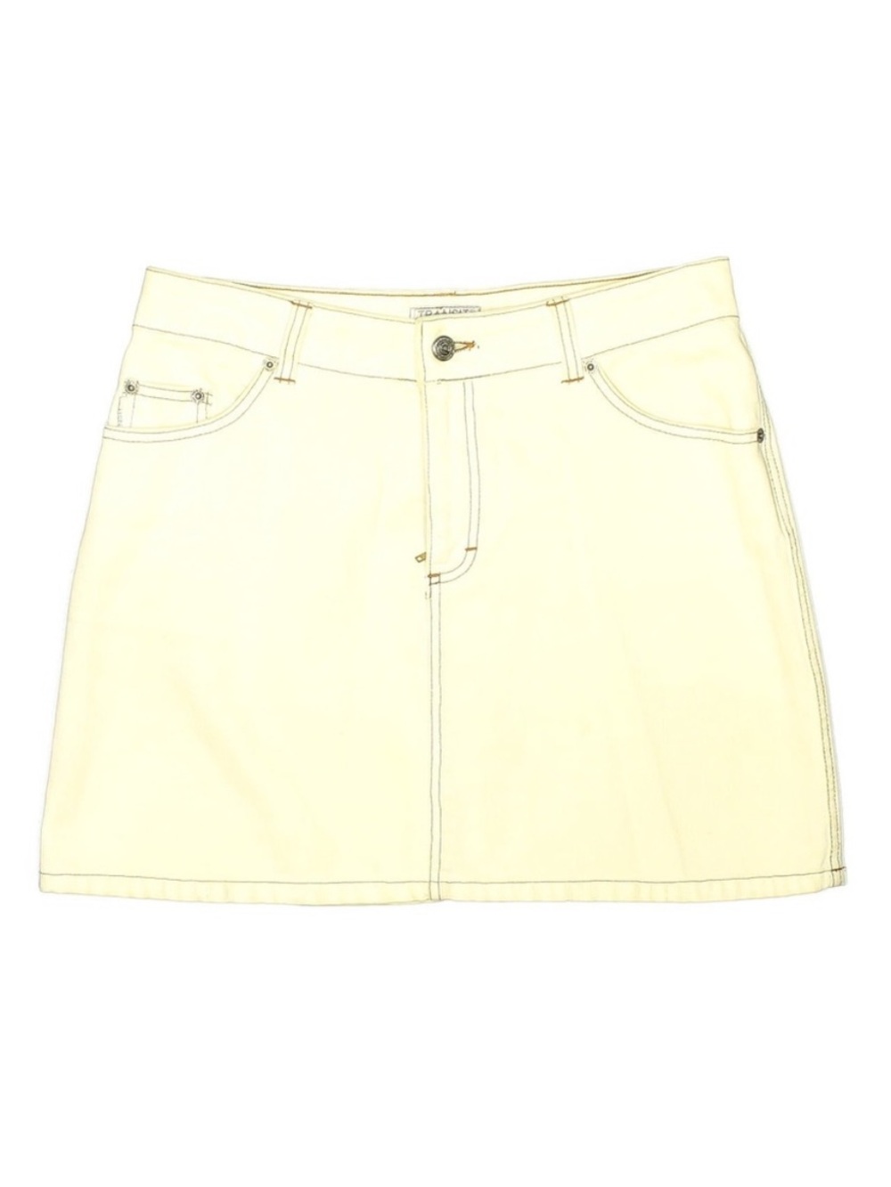 Transit Par Such Made in Italy Cream Denim Mini Skirt